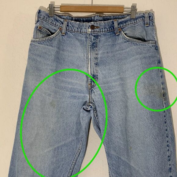 VTG 90s Levis 550 Relaxed Fit Jean Men 38x30 Light Denim Orange Tab Grunge 36x29 - Picture 6 of 10